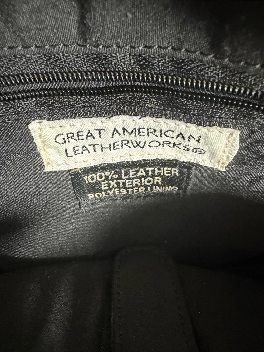 Vintage Great American Leatherworks Black Leather Organizer Shoulder Bag